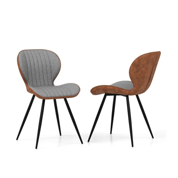 Resenkos Dining Chairs, Kitchen Chairs Trattoria Chairs,Set of 2 Armless Dining Chair Modern Accent Chairs with Curved Backrest-Gray
