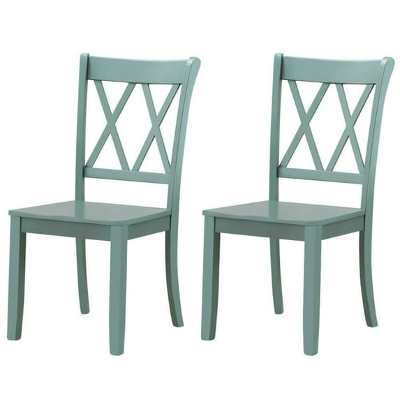 Resenkos Dining Chairs, Kitchen Chairs Trattoria Chairs,Set of 2 Cross Back Rubber Wood Dining Chairs-Green