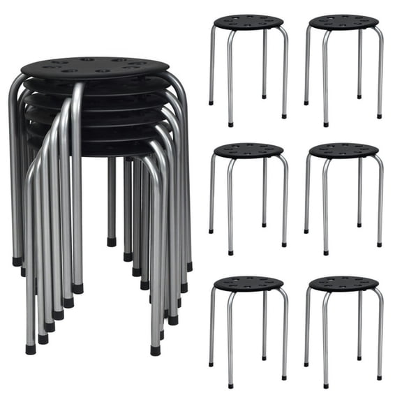 Resenkos Dining Chairs, Kitchen Chairs Trattoria Chairs,Set of 6 Portable Plastic Stack Stools -Gray