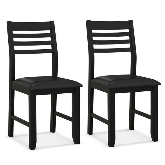 Resenkos Dining Chairs, Kitchen Chairs Trattoria Chairs,Wooden Dining Chair Set of 2 with Rubber Wood Frame and Padded Cushion-Black