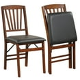 thumbnail image 1 of Barara King Dining Chairs,Restaurant Side Bistro Chair,Set of 2 Folding Chairs with Padded Seat and Rubber Wood Frame-Brown, 1 of 6