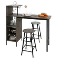 thumbnail image 1 of Barara King Dining Set,Dining Table Set, Dining Room Table,3 Piece Bar Table and Chairs Set with 6-Bottle Wine Rack-Brown, 1 of 12