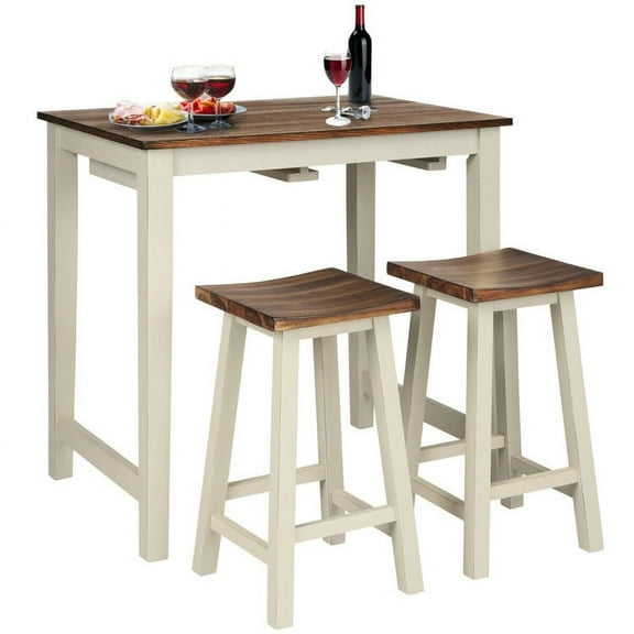 Barara King Dining Set,Dining Table Set, Dining Room Table,Counter Height Pub Table with 2 Saddle Bar Stools
