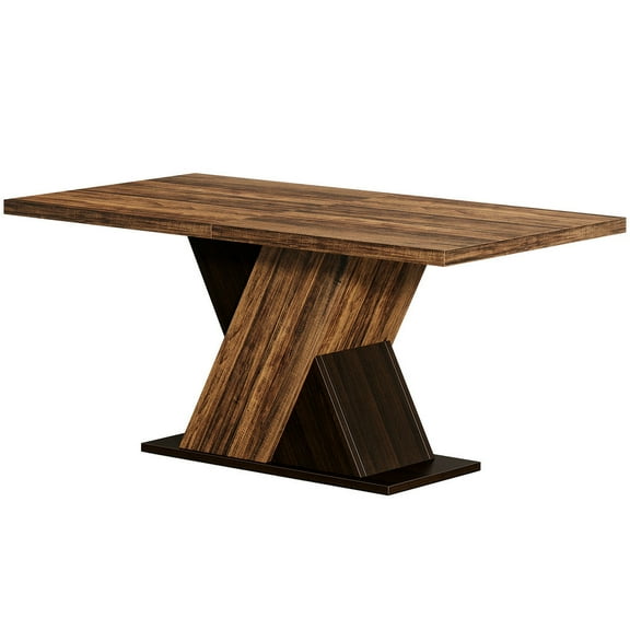 Barara King Dining Table, Kitchen Dining Table,55" Dining Table, Wood Kitchen Dinner Table for 4-6,Dark Brown