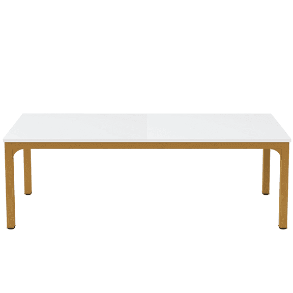 Barara King Dining Table, Kitchen Dining Table,Rectangular Dining Table, 78 inch Long Kitchen Table for 6-8 People,White & Gold