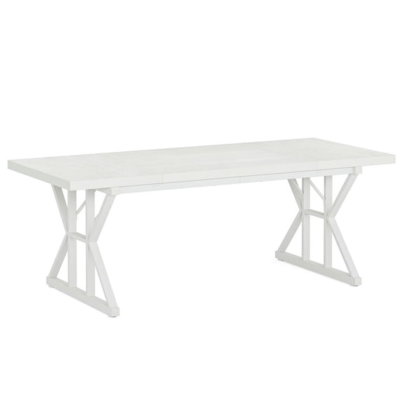 Barara King Dining Table, Kitchen Dining Table,Wood Dining Table, Farmhouse 70.8" Kitchen Table for 6 People,White