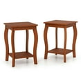 thumbnail image 1 of Barara King Dining Table,Side Table,Nightstand,15 Inch 2-Tier Square End Table with Storage Shelf Set of 2-Walnut, 1 of 6