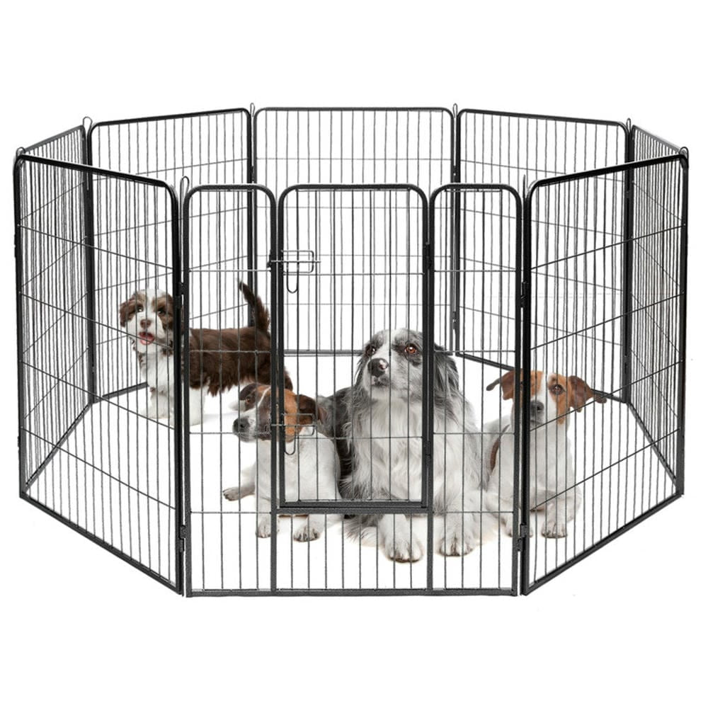 Barara King Dog Gates for The House,Dog Gate for Stairs,Pet Gate Safety Fence, 8 Metal Panel Heavy Duty Pet Playpen Dog Fence with Door-40 Inch