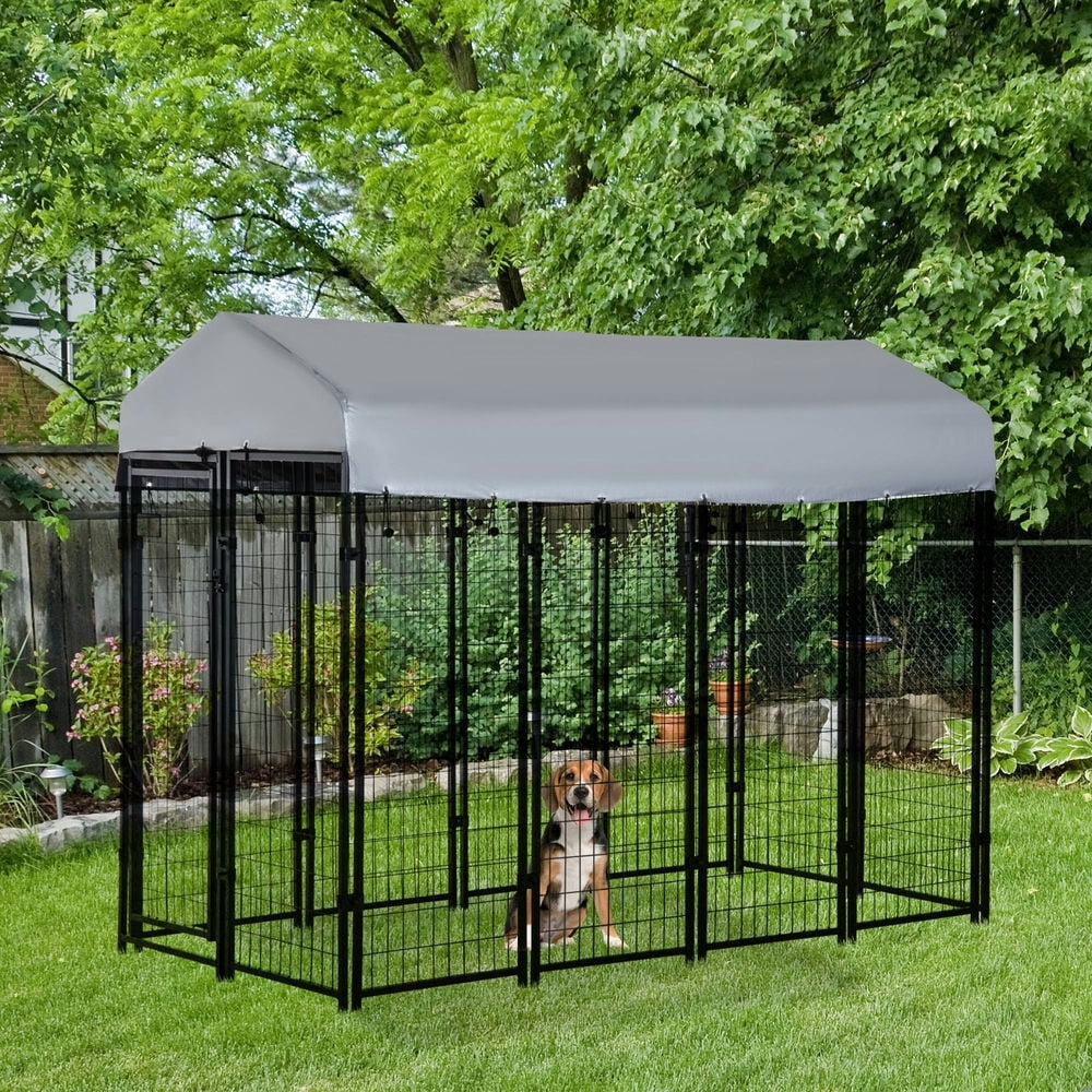 Barara King Dog Kennel,8' x 4' x 6' Dog Playpen Outdoor, Dog Kennel Dog Exercise Pen with Lockable Door, Water-resistant Canopy, for Medium and Large Dogs