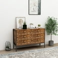 thumbnail image 1 of Barara King Dresser,Storage Dresser,Chest of Drawer,Chest Dresser,Industrial Style 6 Drawer Double Dresser,Rustic Brown Wood Storage Dresser Clothes Organizer, 1 of 10