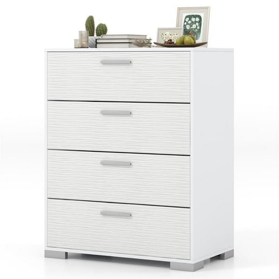 Barara King Dresser, Storage Organization, Chest of Drawers,4 Drawer Storage Cabinet with Metal Legs Handles with Anti-Toppling Devices-White