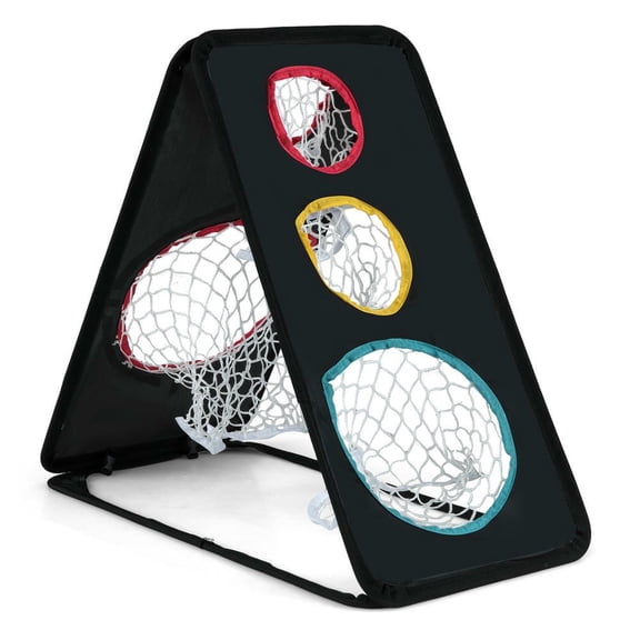 Barara King Dual Sided Golf Chipping Practice Net Triple Target System with 5 Target Holes, Green, Black