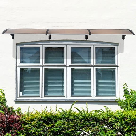 Barara King Eaves Canopy with Rain Cover Board and Holder, Weatherproof Outdoor Shelter for Door Window Entryway Protection, Brown