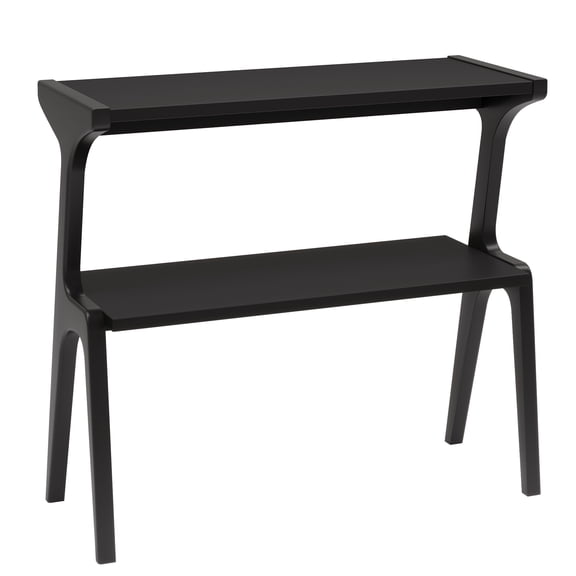 Barara King End Table with 2-Tier and Storage Shelf, Couch Side Table with Waterproof Lacquer for Bedroom, Living Room, Small Space, Black