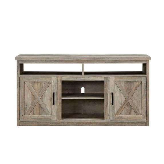 Barara King Entertainment Center, TV Console Table,Farmhouse Barn door TV Media Stand Modern Entertainment Console for TV Up to 65", Gray Wash