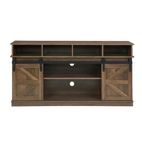 Barara King Entertainment Center, TV Console Table,TV Stand Sliding Barn Door Modern&Farmhouse Wood Entertainment Center for TVs Up to 65",Natural Brown