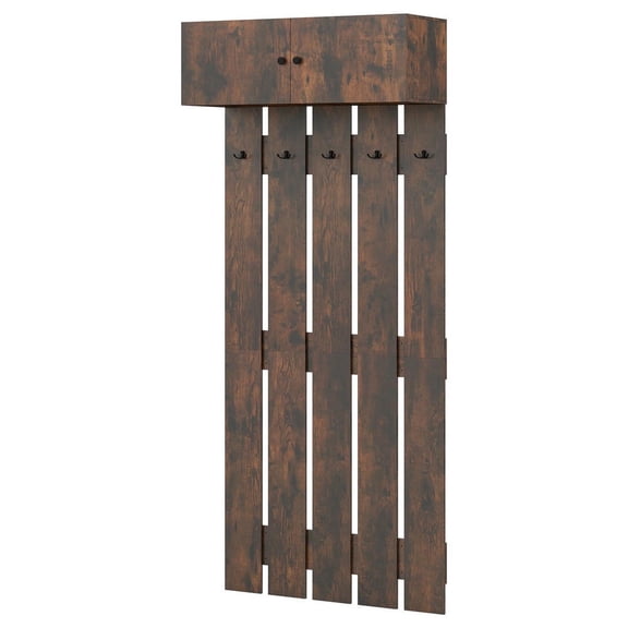 Barara King Entryway Wall Freestanding Coat Rack, Hall Tree for Bedroom, Living Room, Home Office, Rustic Brown