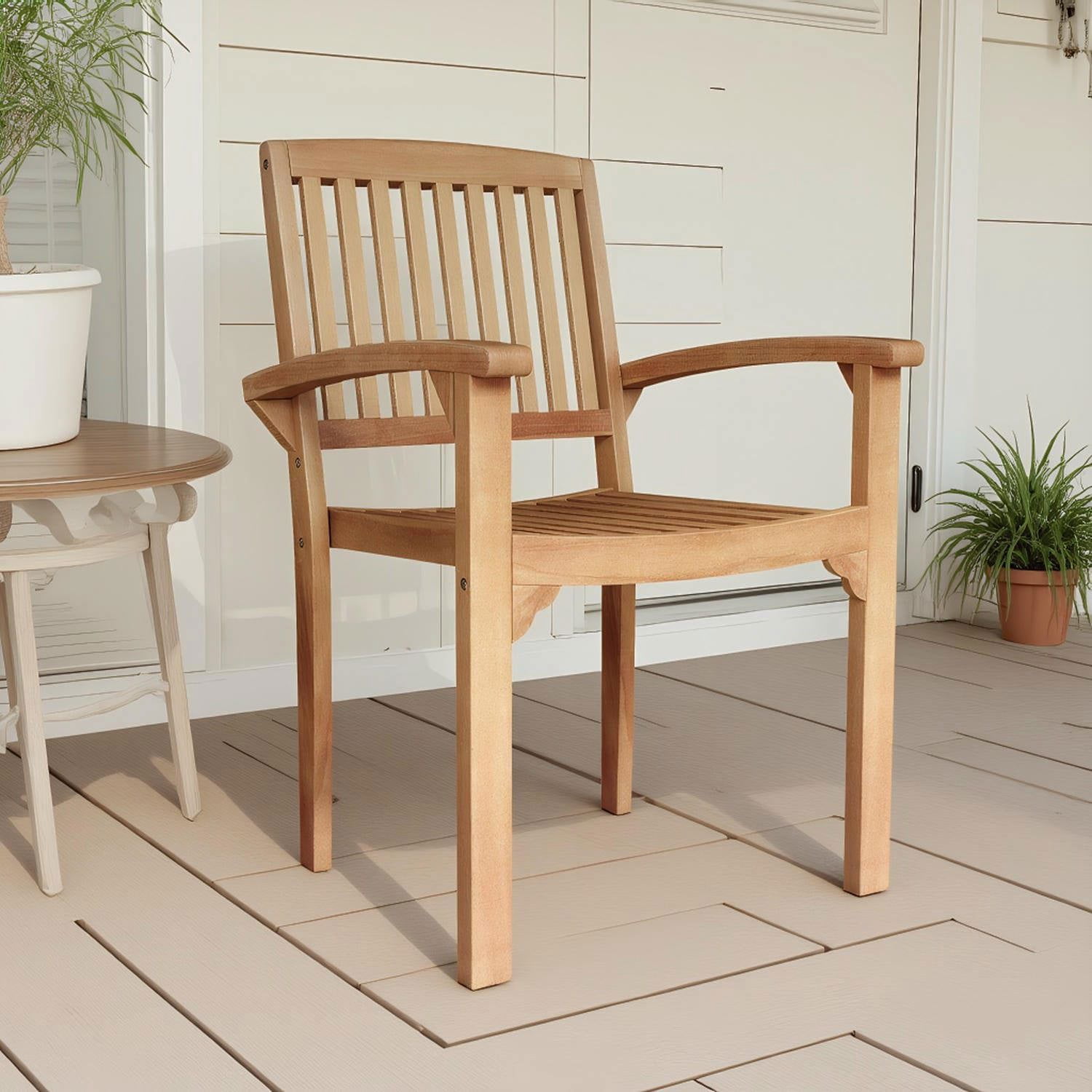 Barara King Ergonomic Outdoor Patio Dining Chair with Hollow Slatted ...