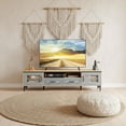 thumbnail image 1 of Barara King Farmhouse Entertainment Center with 2 Drawers for TVs up to 80 Inch, TV Console Table for Living Room, Home Office, Oak & Gray, 1 of 8