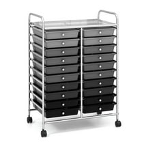 Barara King File Cabinet, Filing Cabinet Organizer,20 Drawers Rolling Storage Cart Studio Organizer-Black & Gray
