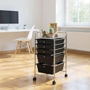 Barara King File Cabinet, Filing Cabinet Organizer,6 Drawers Rolling Storage Cart Organizer-Black