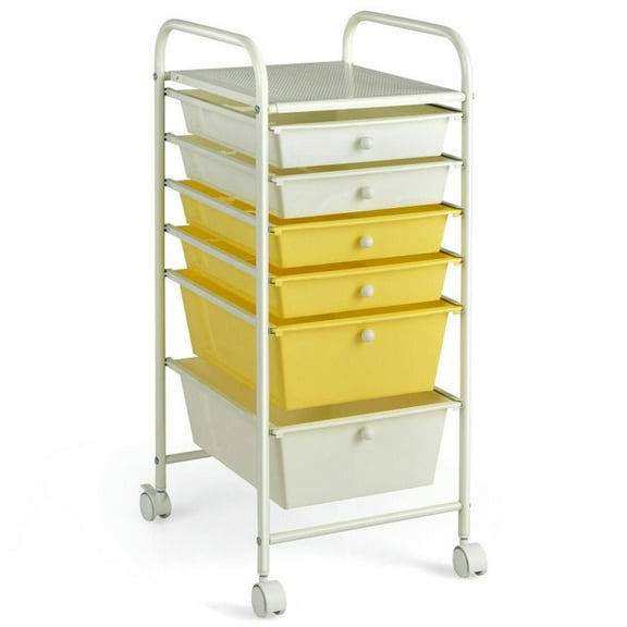 Barara King File Cabinet, Filing Cabinet Organizer,6 Drawers Rolling Storage Cart Organizer-Yellow