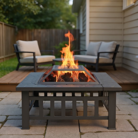 Barara King Fire Pit, Smokeless Fire Pit,Portable Courtyard Metal Fire Pit with Accessories, Black