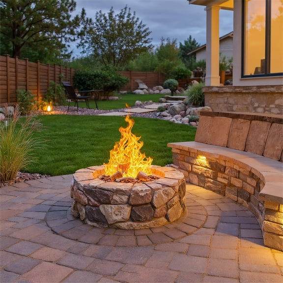 Barara King Fire Pit Table, Smokeless Fire Pit Table, Fire Basin, Fire Pit Table, 40,000 BTU Stone Gas Fire Stove Pit for Outdoor Patio