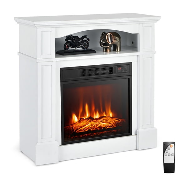 Barara King Fireplace Heater,Electric Fireplace, 18 Inch 1400W Electric TV Stand Fireplace with Shelf-White