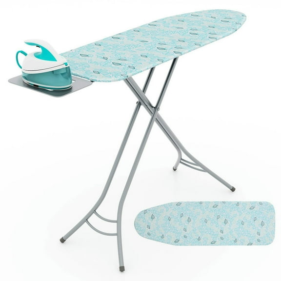 Barara King Foldable Ironing Board with Iron Rest and Adjustable Height-Turquoise