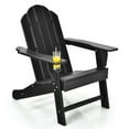 thumbnail image 1 of Barara King Folding Chair, Outdoor Lounge Chair,Outdoor Adirondack Chair with Built-in Cup Holder for Backyard Porch-Black, 1 of 7