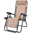 thumbnail image 1 of Barara King Folding Reclining Lounge Chair, Reclining Patio Chairs, Outdoor Folding Zero Gravity Reclining Lounge Chair with Utility Tray-Beige, 1 of 8