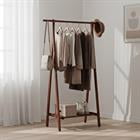 Barara King Folding Rubber Wood Clothes Hanging Rack Standing Garment Rack with Bottom Storage Shelf for Bedroom Laundry, Walnut