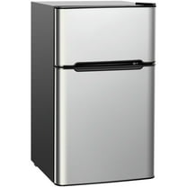 Barara King Fridge Freezer, Refrigerator,3.2 cu ft. Compact Stainless Steel Refrigerator-Gray