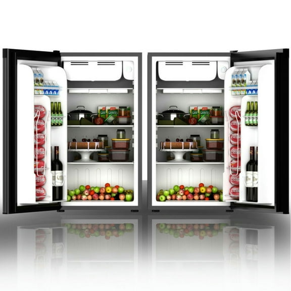 Barara King Fridge Freezer, Refrigerator,3.2 cu.ft. Mini Dorm Compact Refrigerator-Black