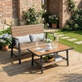 thumbnail image 1 of Barara King Garden Conversation Table Set, Conversation Loveseat Chairs Set, 2 Pieces Patio Rattan Coffee Table Set with Shelf and Quick Dry Cushion, 1 of 5
