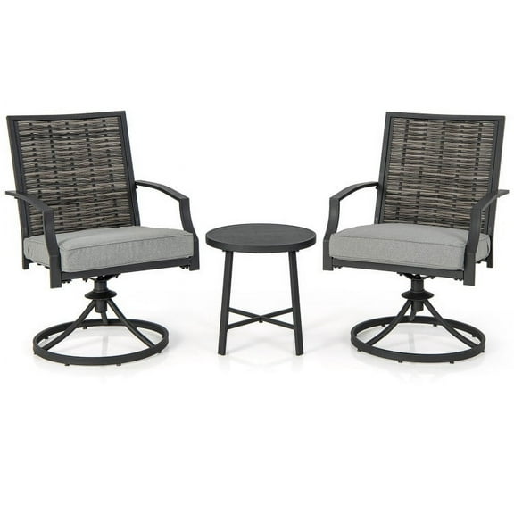 Yardi Yard Conversation Table Set, Conversation Loveseat Chairs Set, 3 Piece Patio Swivel Chair Set with Soft Seat Cushions for Backyard