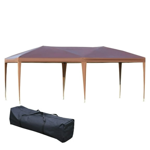 Barara King Gazebo, Outdoor Canopy Shelter,10' x 19.2' Outdoor Gazebo Pop Up Canopy Party Tent with Carrying Bag, Coffee