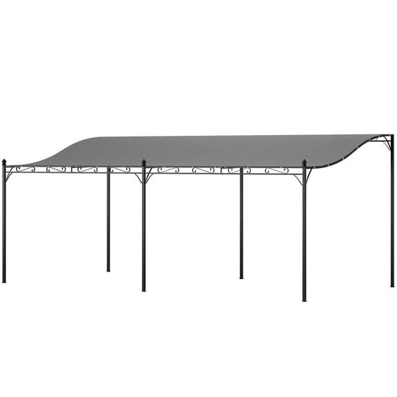 Barara King Gazebo, Outdoor Canopy Shelter Pergola,10' x 20' Wall-Mounted Outdoor Pergola Canopy with Drainage Holes, Dark Gray