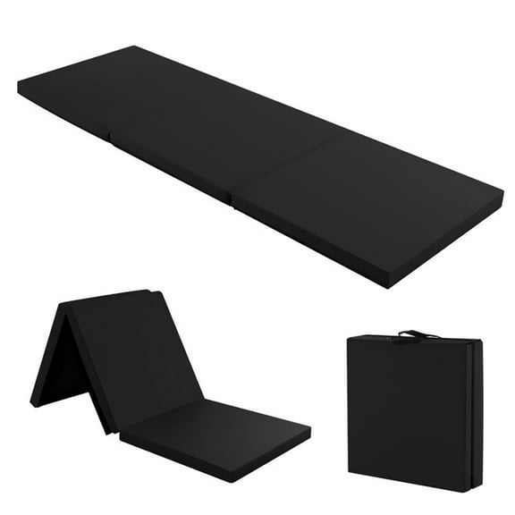 Barara King Gymnastics Mat, Exercise Tumbling Mat,6 x 2 FT Tri-Fold Gym Mat with Handles and Removable Zippered Cover-Black