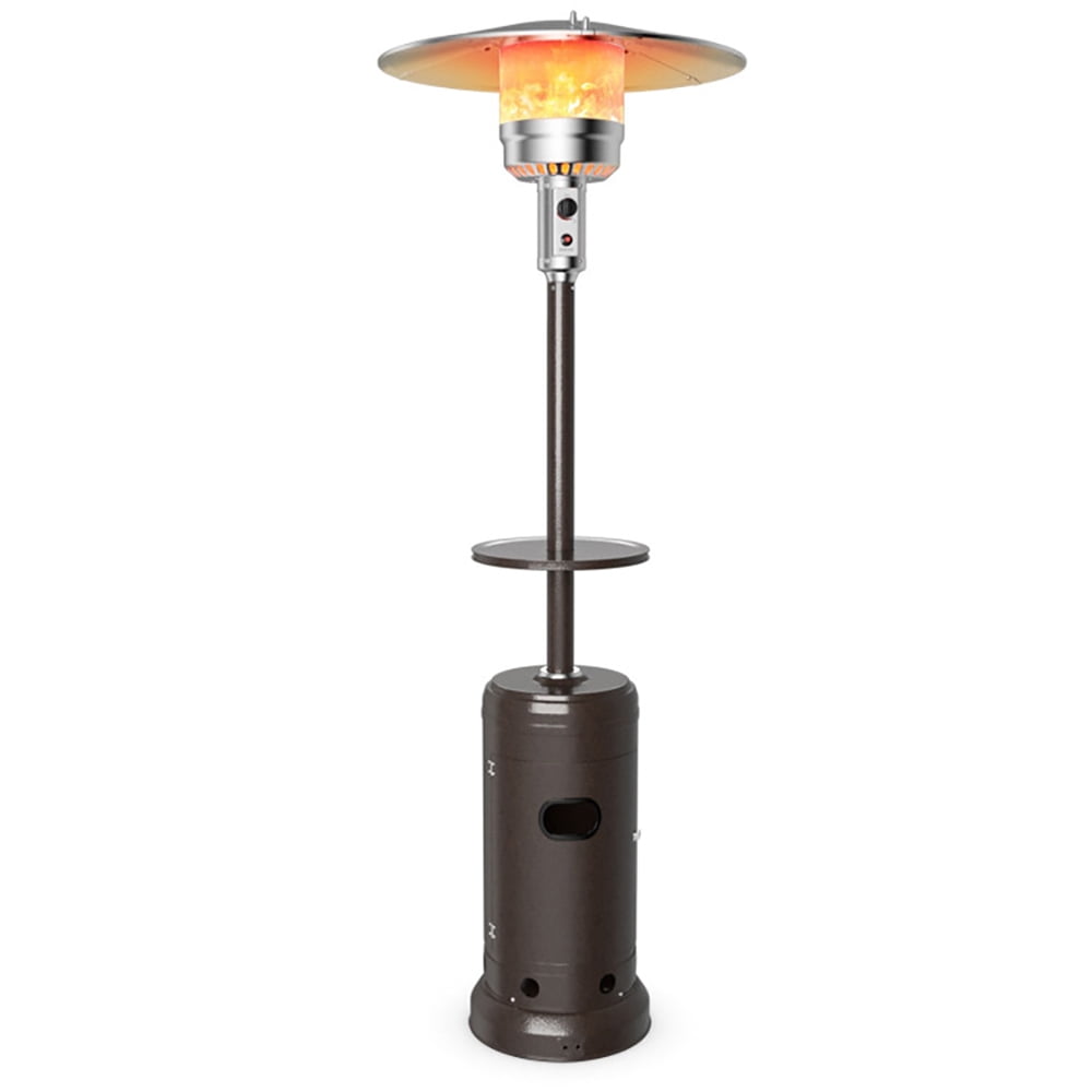 Barara King Heater, Outdoor Heater,Outdoor Heater Propane Standing LP Gas Steel with Table & Wheels-Brown