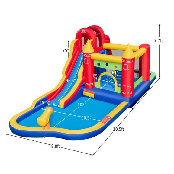 Barara King Inflatable Bounce House, Large Bounce Castle, Inflatable Bouncers, 9-in-1 Inflatable Bounce Castle with Water Slide and Splash Pool with 735W Blower