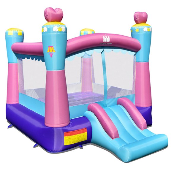 Barara King Inflatable Bounce House for Kids 3-10, Princess Theme with Slide, Basketball Hoop