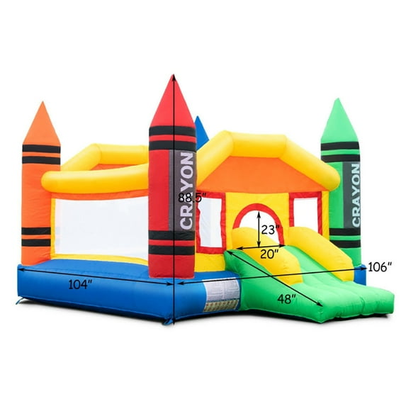 Barara King Inflatable Crayon Bounce House, Yellow, 152x106x88.5 in, without Blower