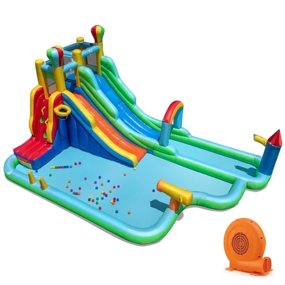 Barara King Inflatable Water Slides Bounce House with 750W Blower, Outdoor Bouncy Castle for Outdoor, Kids, Yard, Multicolor