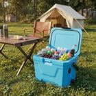 Barara King Insulated Portable Hard Shell Cooler Ice Chest with 2 Built-in Cup Holders for Outdoor Camping Beach Picnic and Road Trip, Blue
