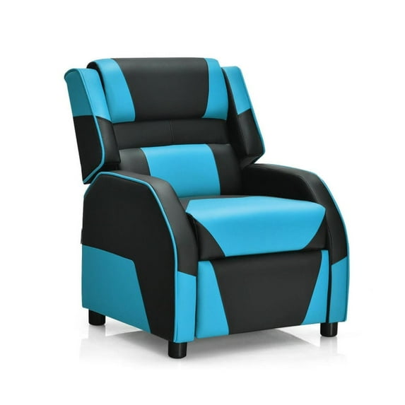 Barara King Kids PU Leather Recliner Chair with Headrest and Footrest, Kids Gaming Sofa Recliner Chair for Living Room, Bedroom, Blue
