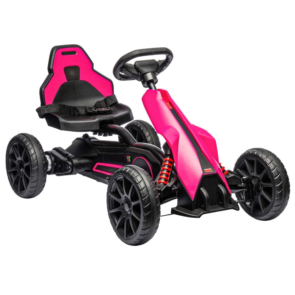 Barara King Kids Ride on Car, Electric Kart,12V Electric Go Kart for Kids, Outdoor Ride-On Toy, Pink