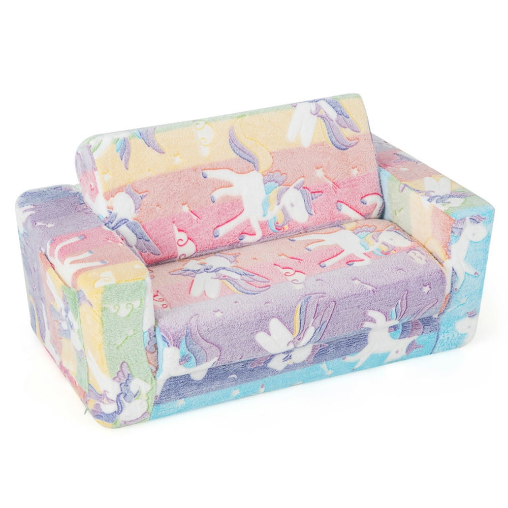Barara King Kids Sofa, Armrest Chair Couch Lounge,2-in-1 Flip Out Kids Sofa Chair with Detachable Flannel Fabric Cover and Glowing Patterns-Color Barara King Kids Sofa, Armrest Chair Couch Lounge,2-in-1 Flip Out Kids Sofa Chair with Detachable Flannel Fabric Cover and Glowing Patterns-Color