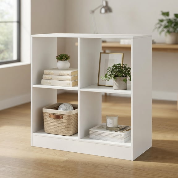 Barara King Kids Storage Unit Bookshelf,Toy Storage Organizer,4-Cube Kids Bookcase with Open Shelves-White